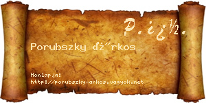 Porubszky Árkos névjegykártya